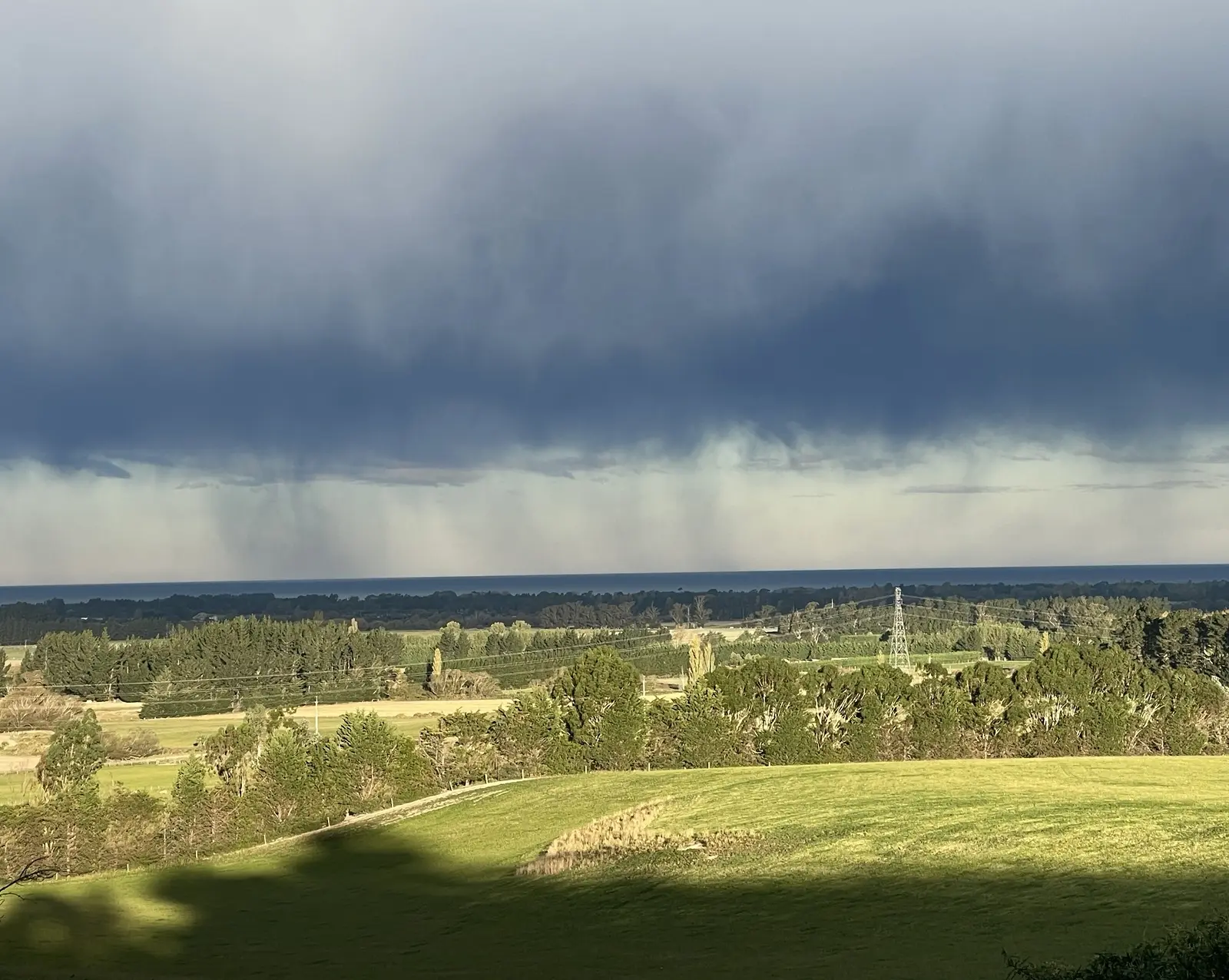 Weather moving across open plains under a wide sky